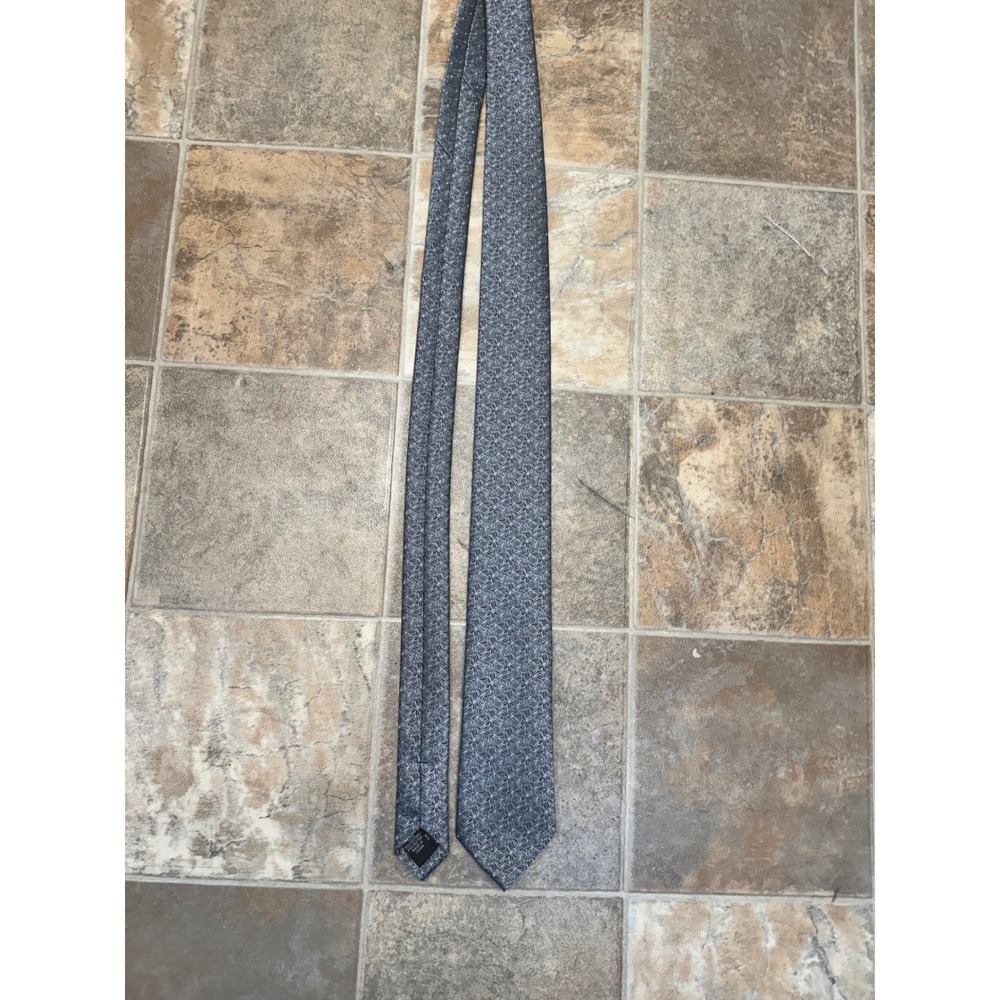 Van Heusen Mens Necktie Grey White Floral Geometric‎ Pattern Polyester Tie
